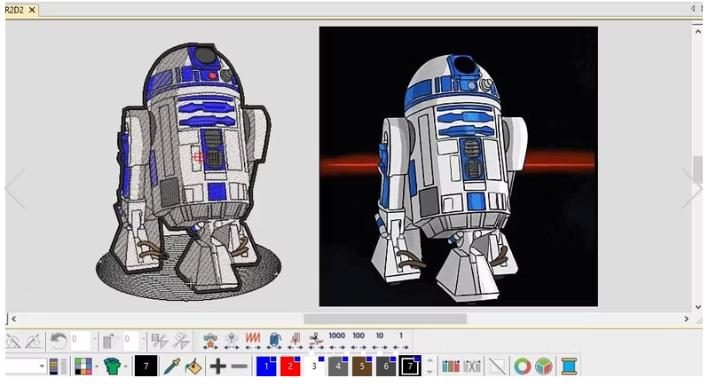 Matriz digital de R2-D2: pontos originais do trabalho de aluno